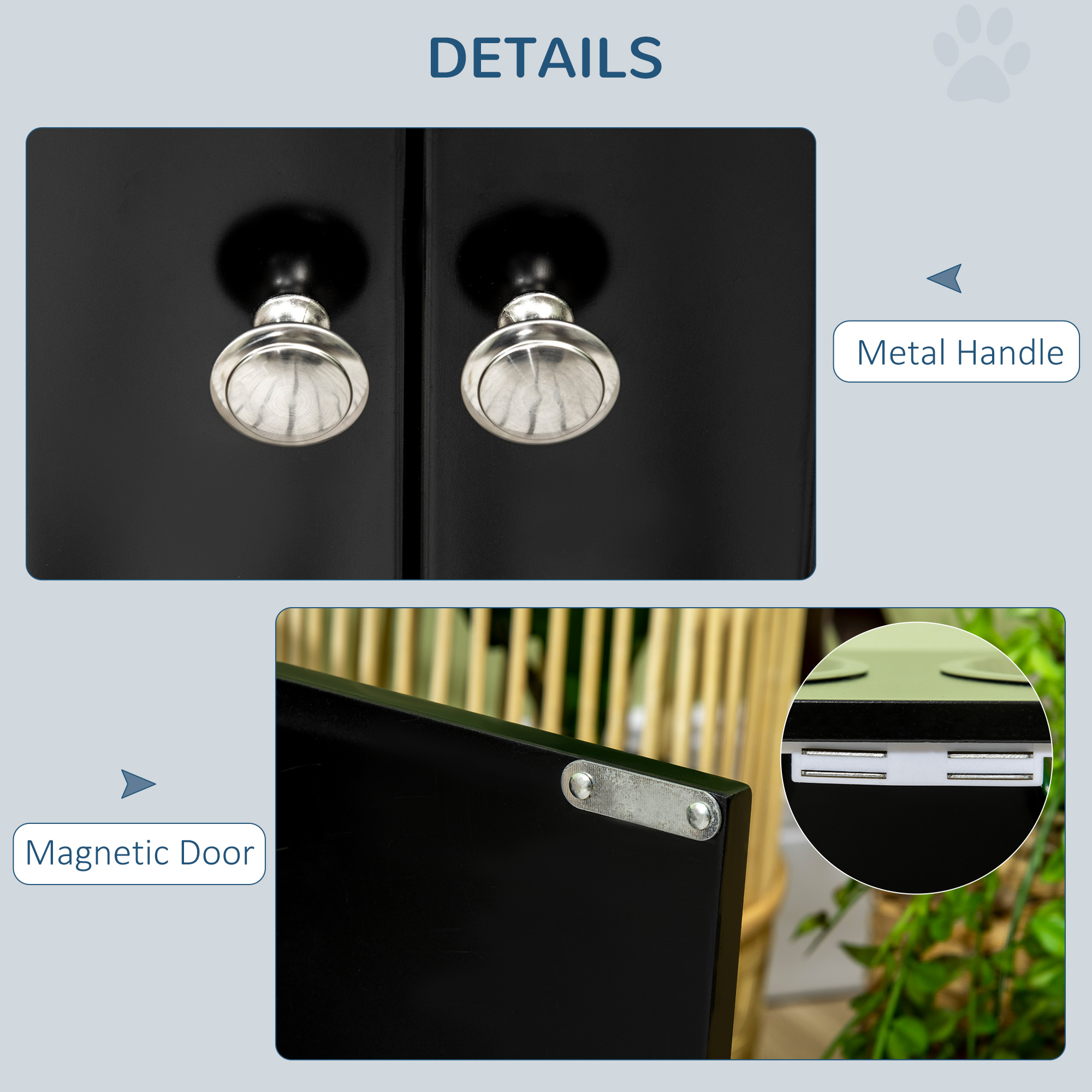 Bandejas de Alimento para Perros Grandes con Armario de Almacenamiento de 44L, Soporte Elevado para Comida y Agua, Negro — imagen 2