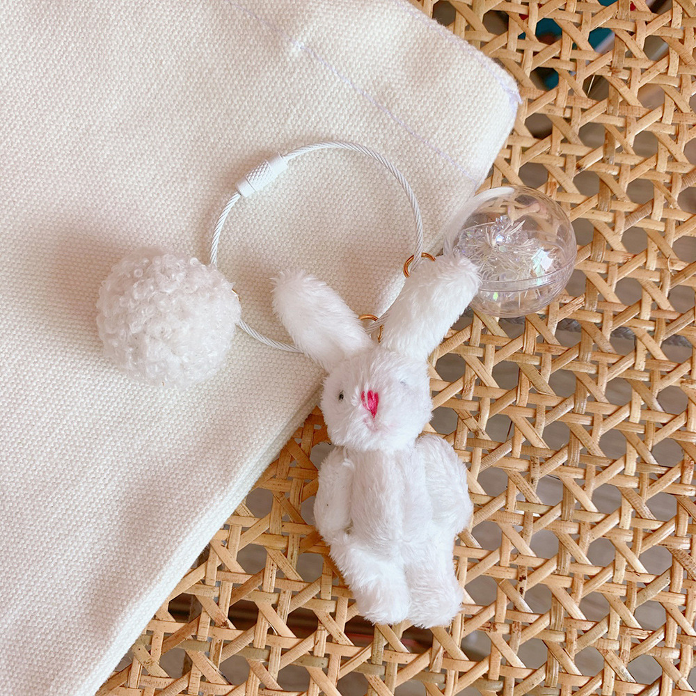 Cute Girl Cute Pendant Plush Doll Bunny Doll Bag Pendant Soft Cute Accessories Key Chain Ring — image 9