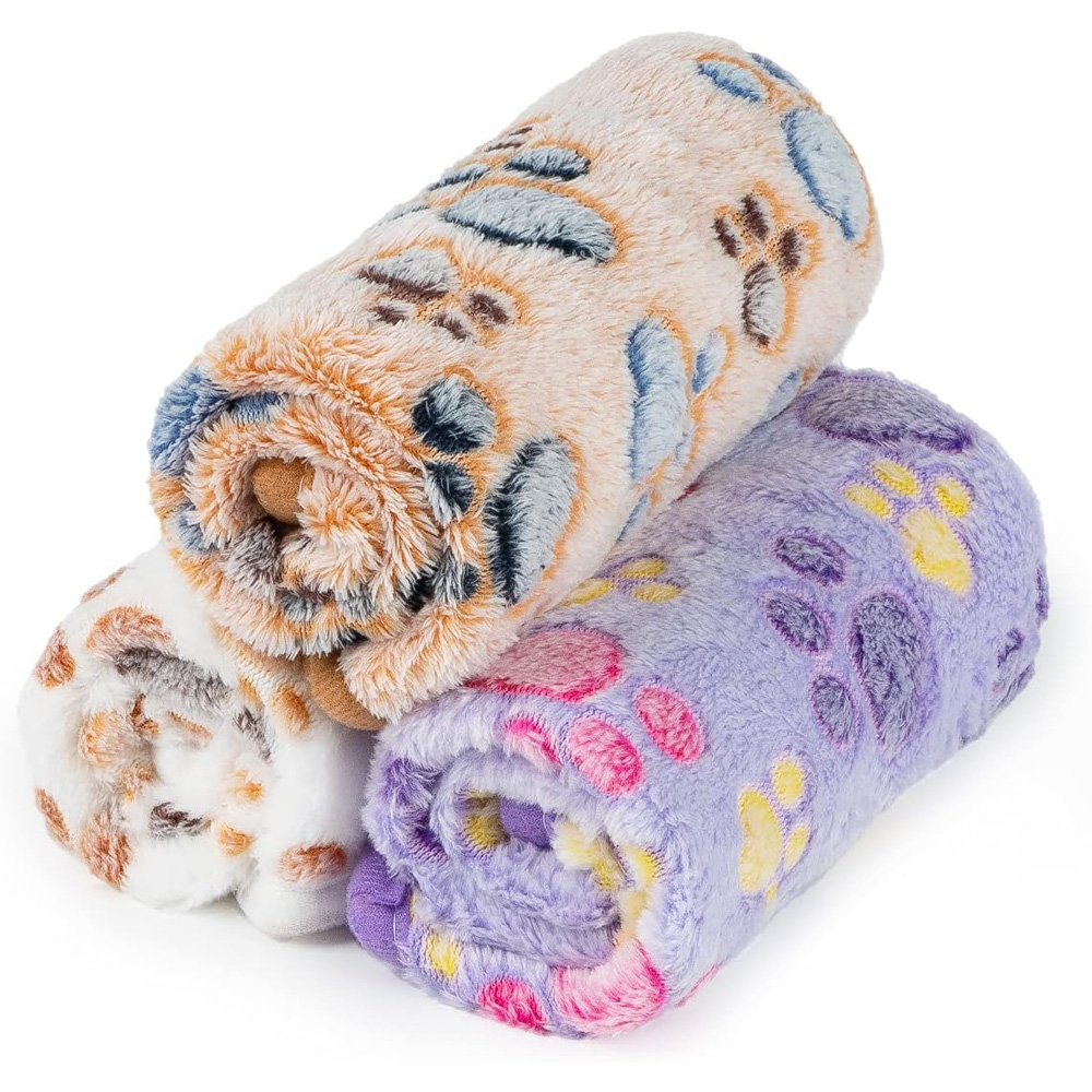 3 Pack Pet Blanket, Soft Plush Paw Print Dog Blanket Washable, Warm Fleece Cat Blanket For Large Medium Dogs, Sofa Couch Bed Cage Protector, 23 X 16 In, 30 X 20 In, 41 X 31 In, 47.2 X 39.3 In — image 9
