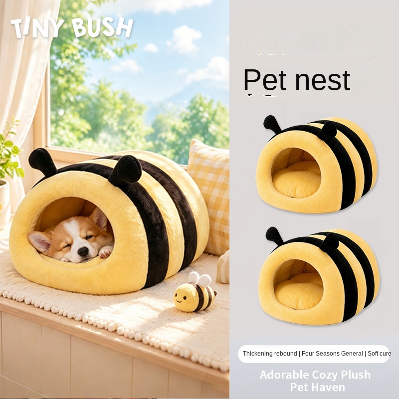 Honey Bee Cat Nest Winter Warm Closed Dog Nest — image 3