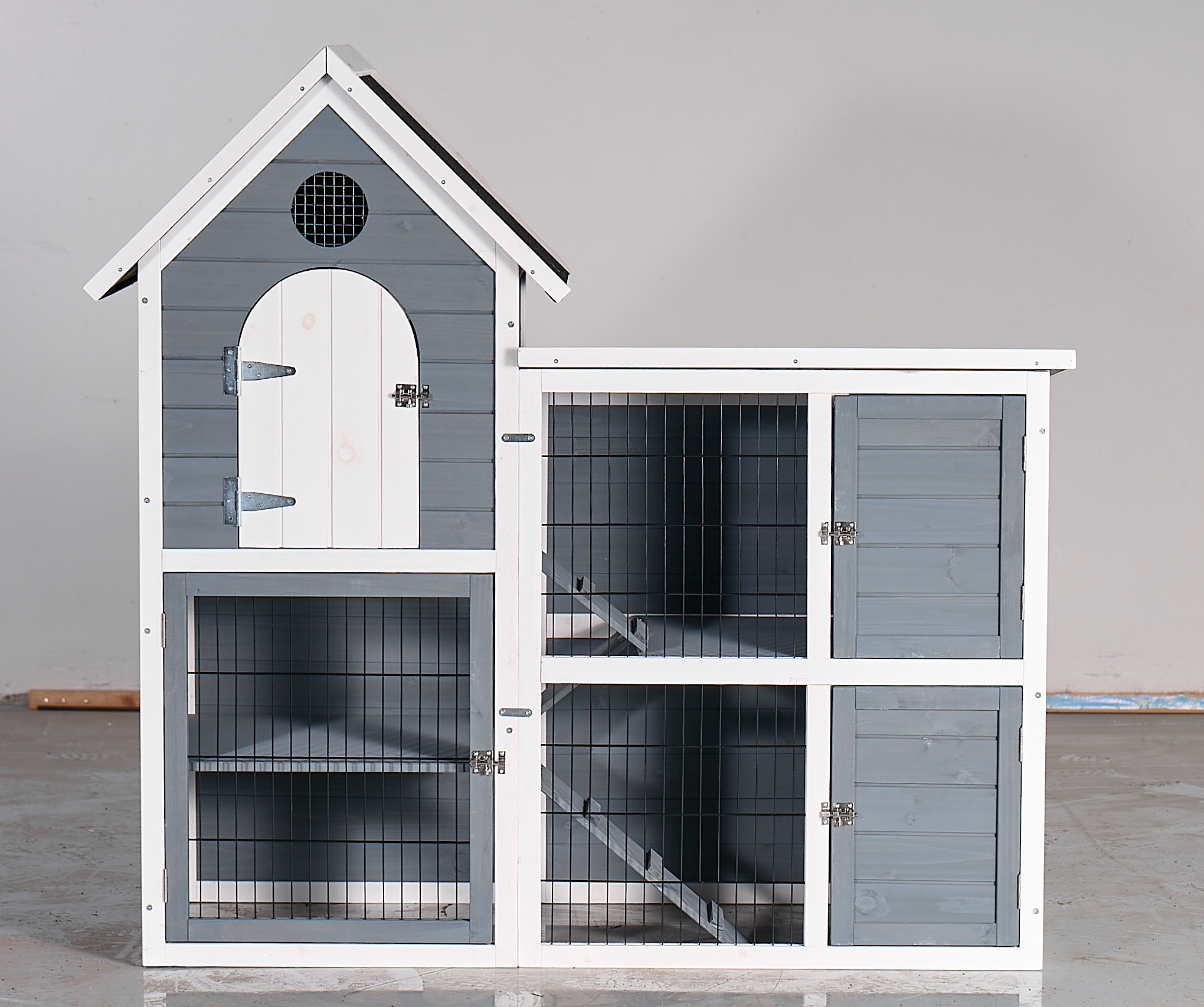 Large Outdoor Chicken Coop Cage, Weatherproof 2-Story Chicken Coop & Rabbit Hutch, Wooden Indoor Outdoor Pet House With No-Leak Tray, Waterproof Roof Pull-Out Tray 50.98L X 48.23 H, Grey, Blue — imagen 1