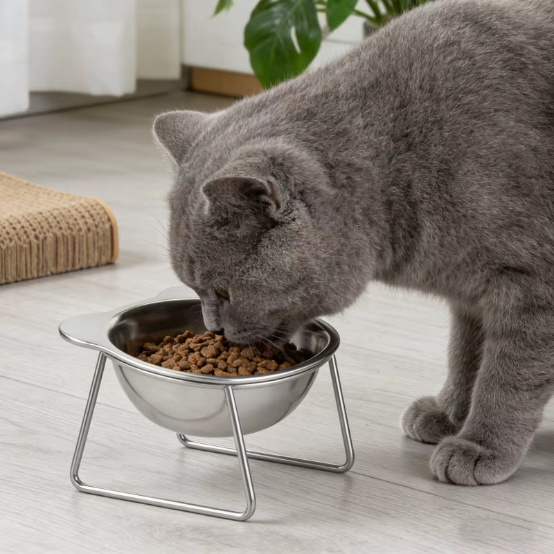 BOOTEELY Tilted Cat Bowl Stainless Steel Cat Food Bowls with Metal Stand Food and Water Dish for Cats Kitten Puppies Feeders Cat Supplies — image 2