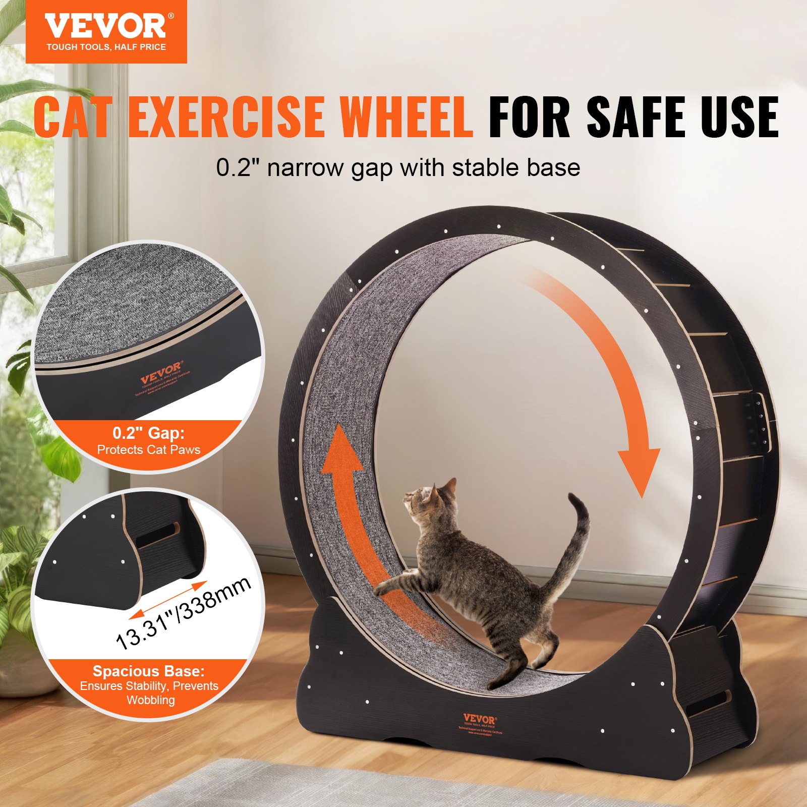 Cat Exercise Wheel 43.3' Large Cat Treadmill Wheel For Indoor Cats Black — image 5