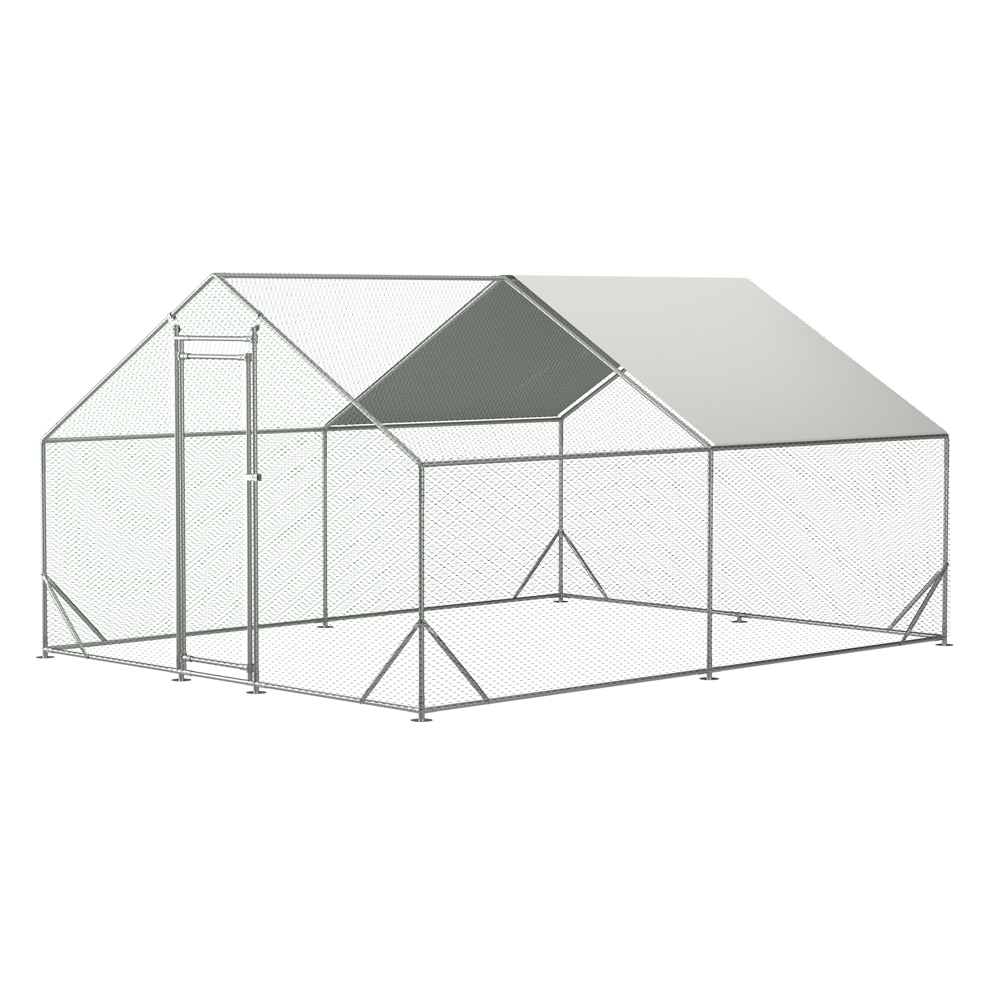 Large Metal Chicken Coop, Walk-in Chicken Run, Galvanized Wire Poultry Chicken Hen Pen Cage, Rabbits Duck Cages With Waterproof And Anti-Ultraviolet Cover For Outside — image 14