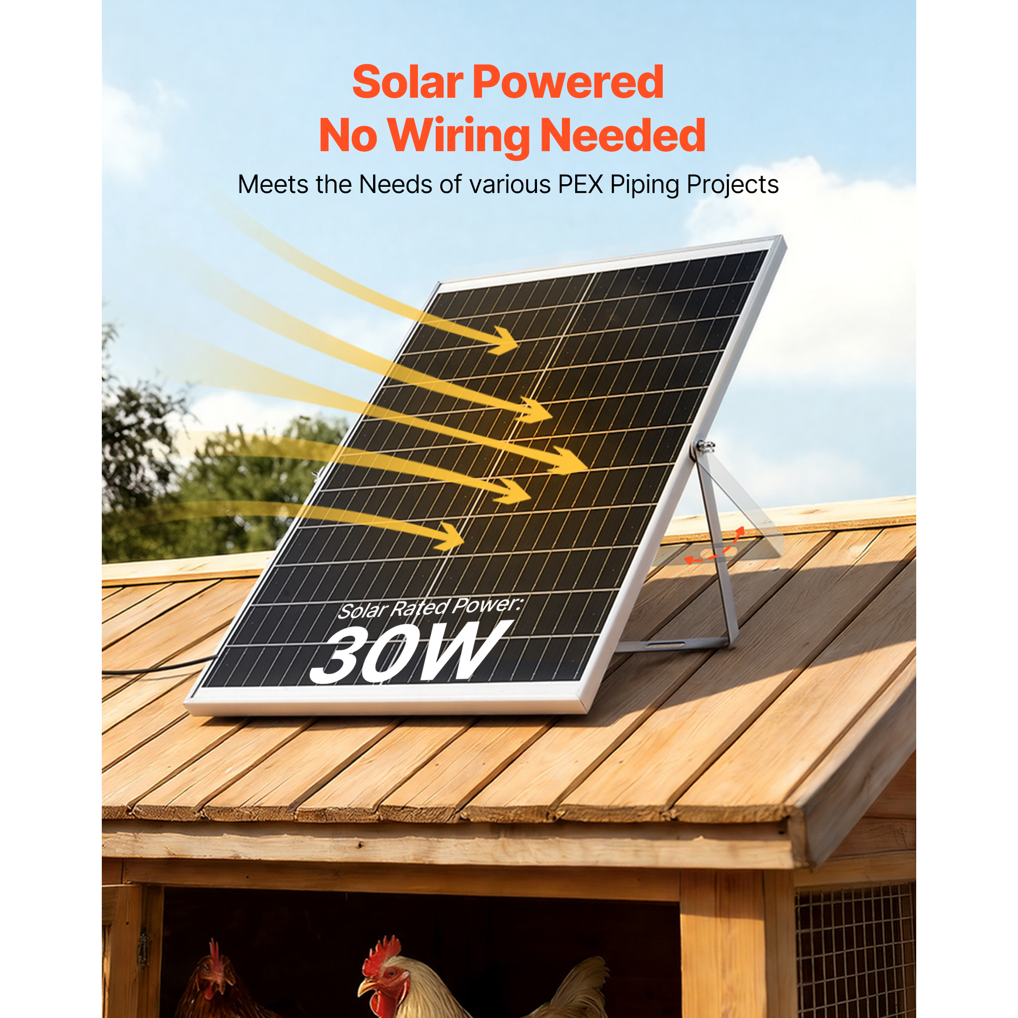 Ventilador Solar de Alta Velocidad, Panel Solar de 30W con 2 Ventiladores, Ángulo Ajustable, 2668 RPM, Instalación Flexible para Invernaderos, Tendas de Cultivo, Gallineros y Refugios — imagen 2