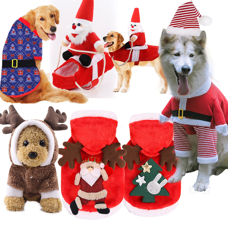 Small medium and large dogs Christmas pet supplies clothes teddy bears cotton coats — image 5