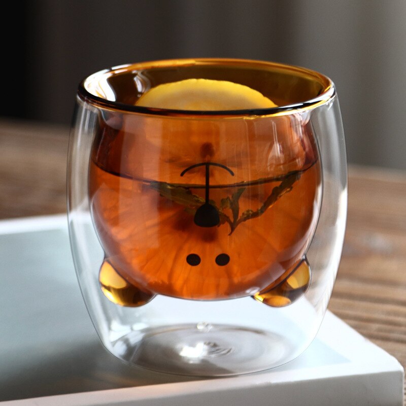 Creative Cute Bear Coffee Mugs Double Glass Cup Animal Double-layer Milk Juice Tea Mug Cup Lady Valentine's Day Christmas Gift — image 14