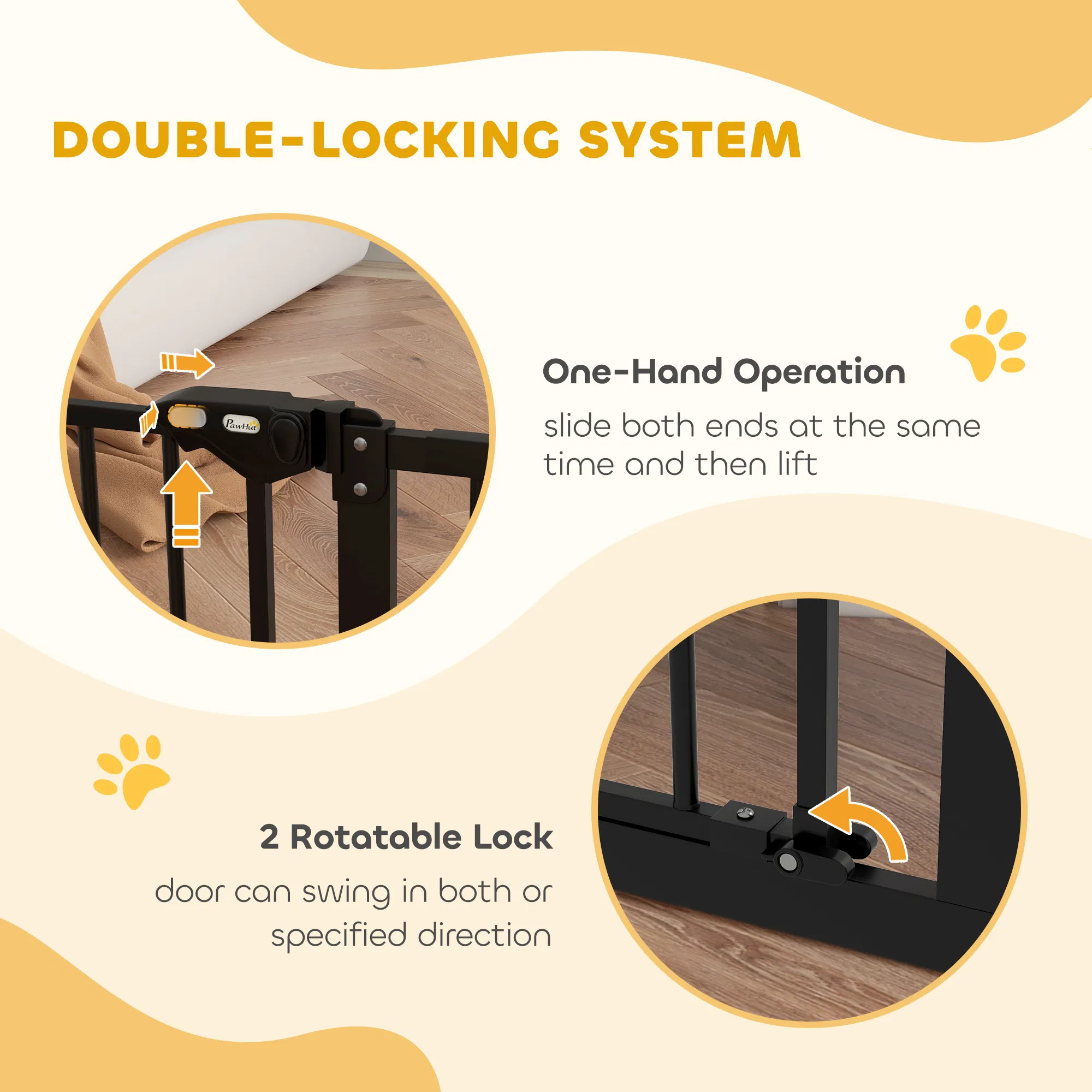 Pet Gate with Door Dog Gate and Barrier Indoor for Stairs Includes 7", 8", 12" Extensions Kit, 30 Inch Tall Pressure-Mounted Safety Gate, Black — image 5