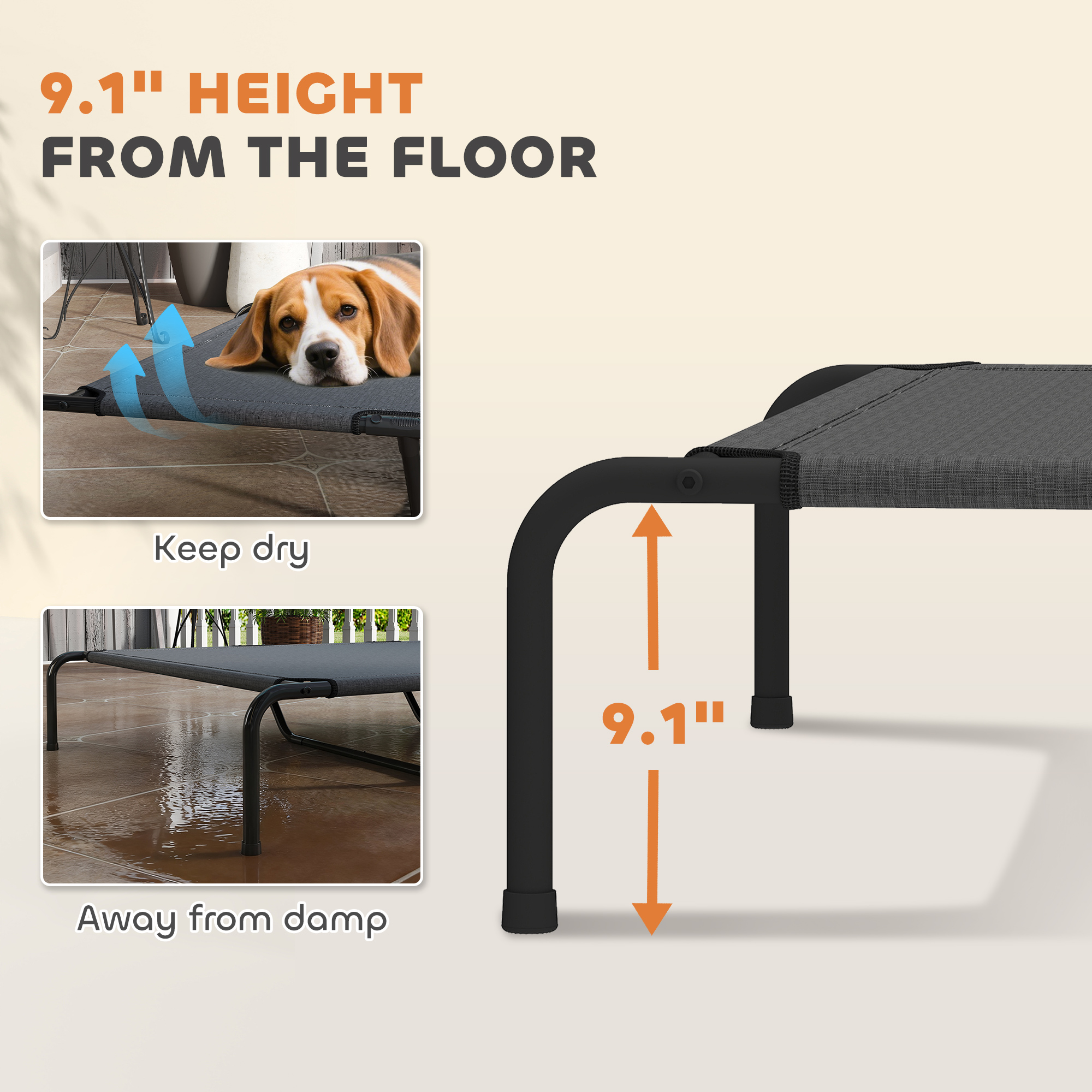 Elevated Dog Bed for Large Breeds Gray 60"L — image 8