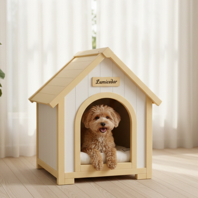 Casa de Perro Moderna en Madera para Interior con Almohadilla EVA – Casa de Animales de Ceder Solida para Pequeños Perros y Gatos — imagen 1
