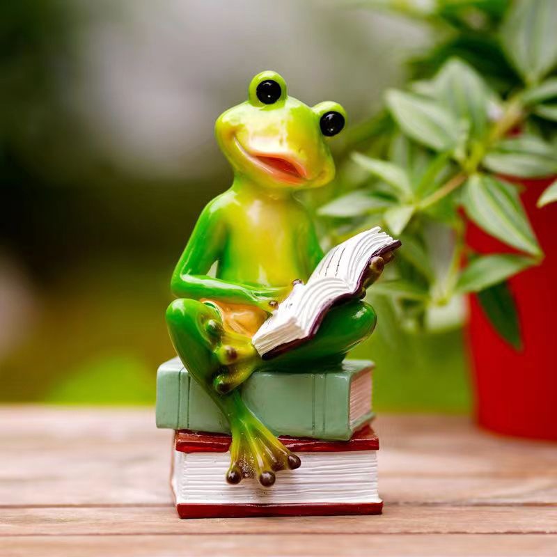 Reading Frog Desktop Courtyard Garden Decoration — imagen 7