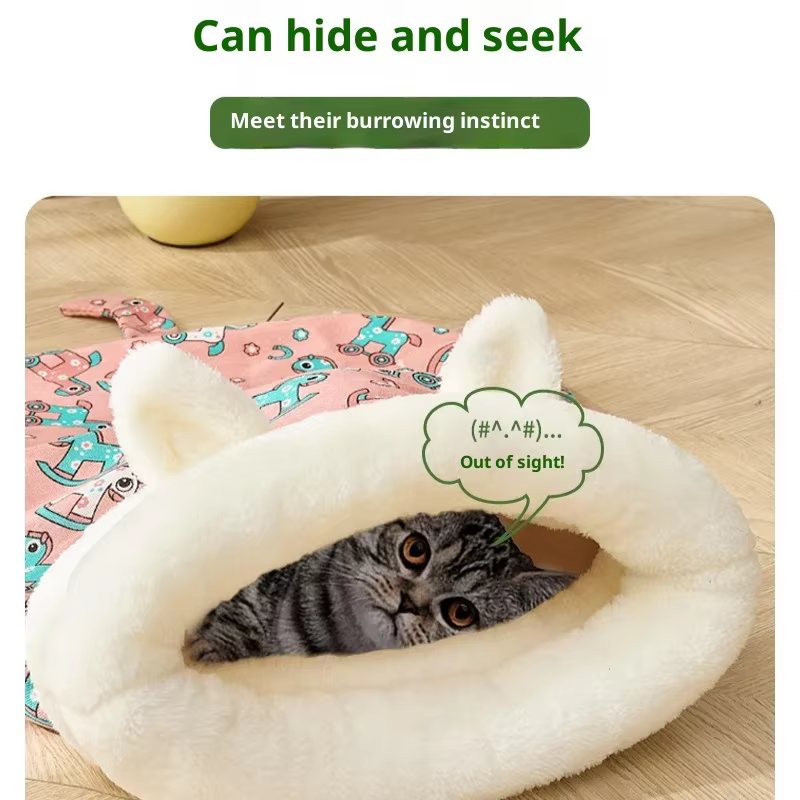 Pet Supplies Pet Nest Cat nest winter warm cat sleeping bag semi-enclosed kennel house deep sleep cat quilt puppy — image 5