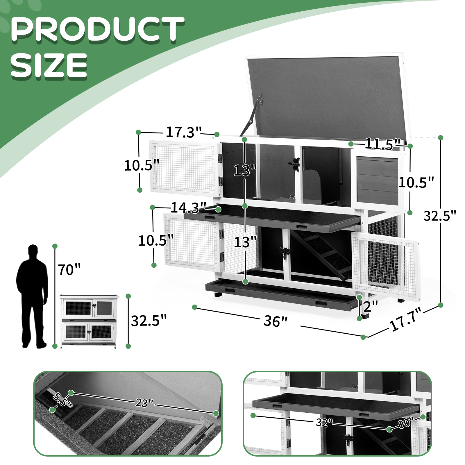 Upper And Lower 2 Floors With Tray Grey Cedar, Chicken And Rabbit Cage — image 10