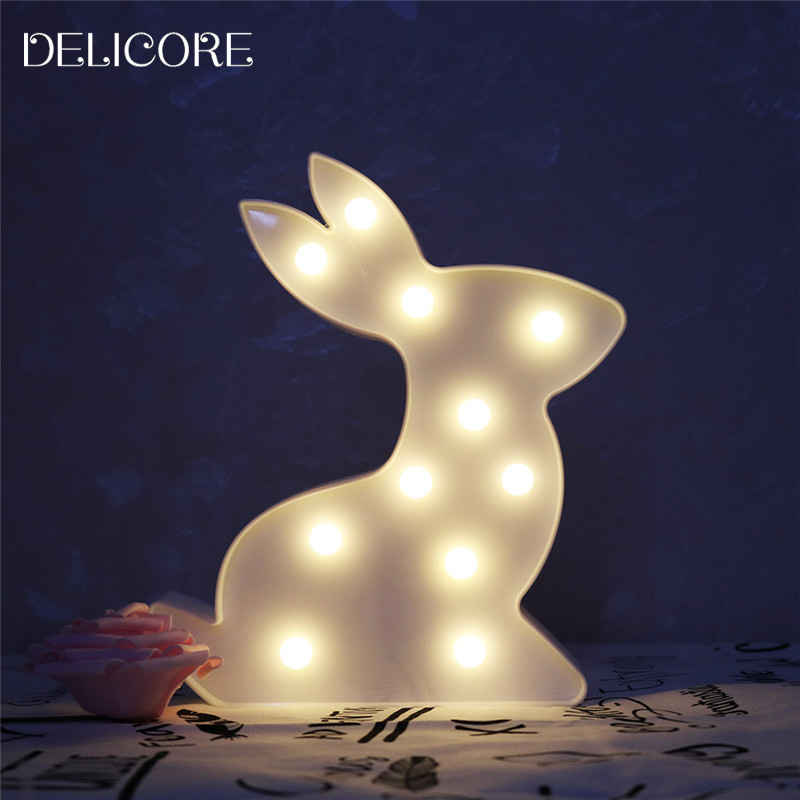 INS Creative Cute Rabbit Animal Modeling Light Children's Room Atmosphere Decoration Fun Night Light Shooting Props — image 1