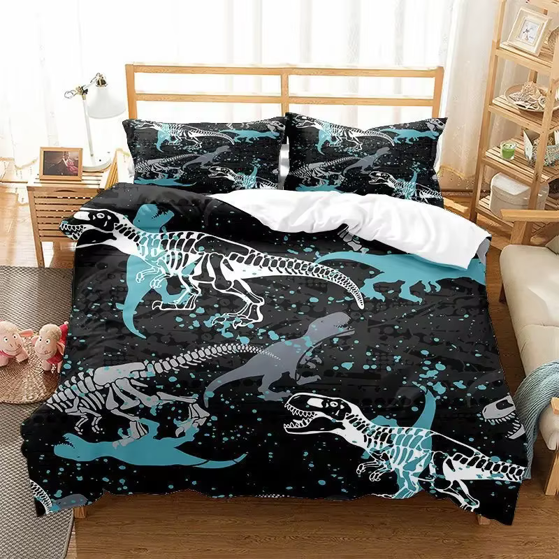 Cama de Esqueleto de Dinosauro Roar para Niños Adolescentes Jovenes Cubierta de Edredón Tamaño Twin Sofía y Suave Microfibra Decoración del Hogar Regalo de Cumpleaños — imagen 4