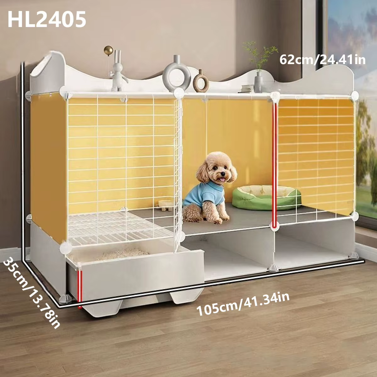 Small Dog Cage with Separate Toilet Area for Indoor Use, Suitable for Household Pets Like Teddy, Corgi, Small Dogs, Rabbit Villa, and Kitten Cage with Litter Box — image 4