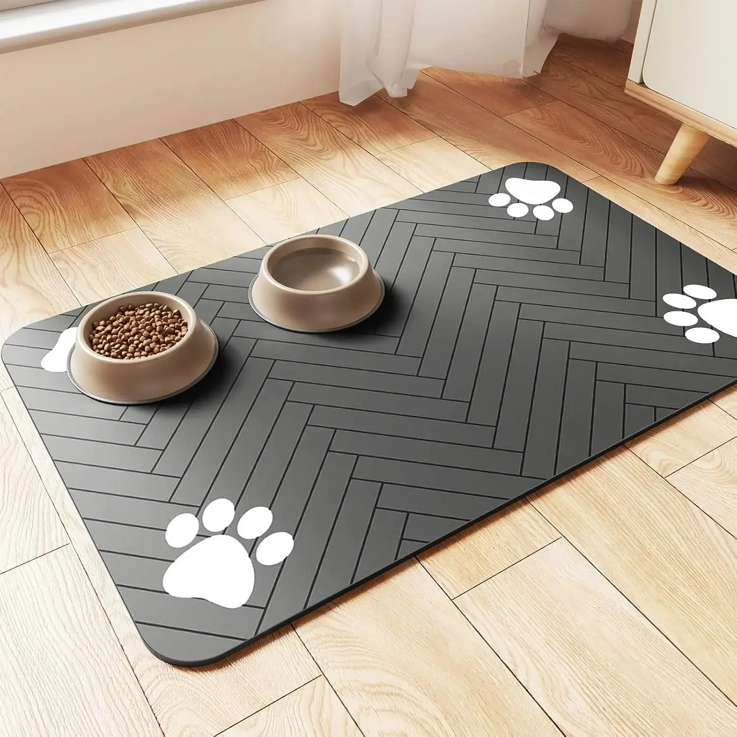 Manta de Alimentación para Mascotas - Manta Absorbente para Comida y Agua con Base de Goma Resbalosa Rápido Secado para Perros y Gatos — imagen 1