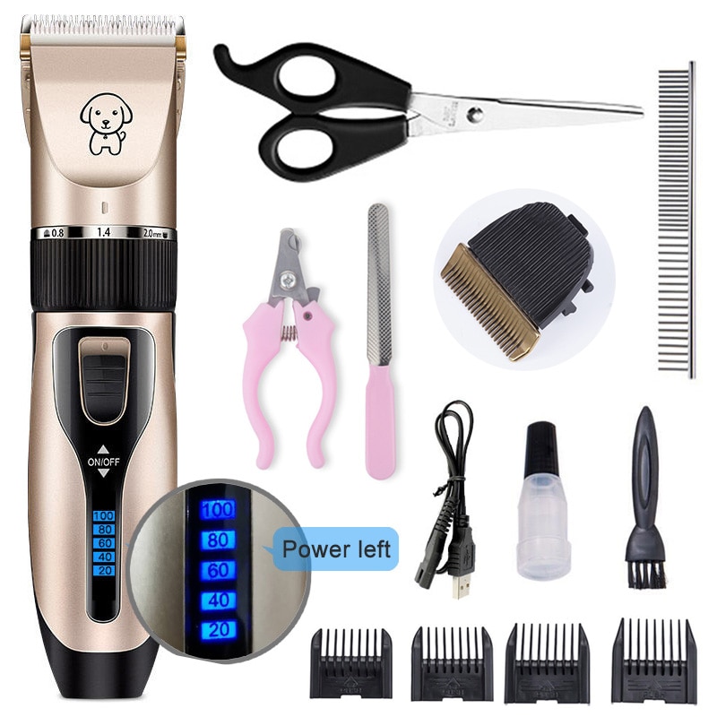 Pet Cat Dog clippers professional Dogs grooming clipper groomer kit USB Rechargeable Low-noise Pets Hair Trimmer Display battery — image 11