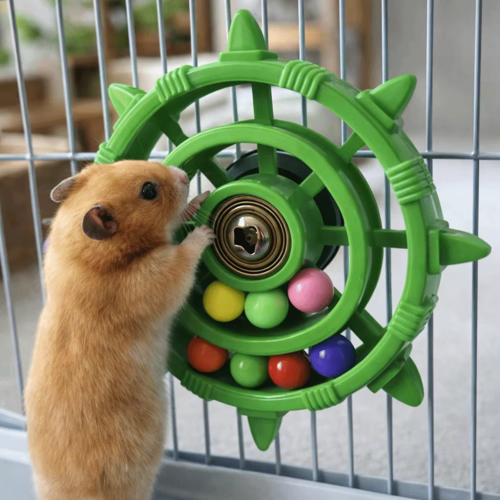Rudder Shaped Parrot Spinner Rattle Toy Bite Resistant Colorful Beads Interactive Spinning Wheel Plastic Bird Cage Toy — image 3