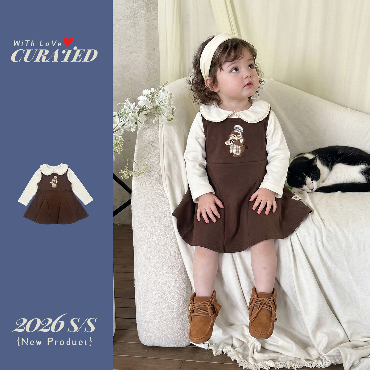 Set de Vestido con Brocado de Oso para Niñas, 2 Piezas — imagen 5