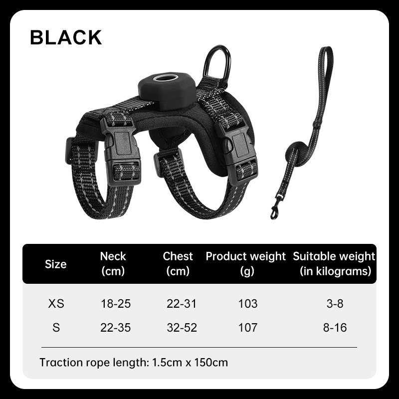 Reflective Escape-Proof Cat Harness – Adjustable Vest with Built-in AirTag Holder for Outdoor Walking — image 2