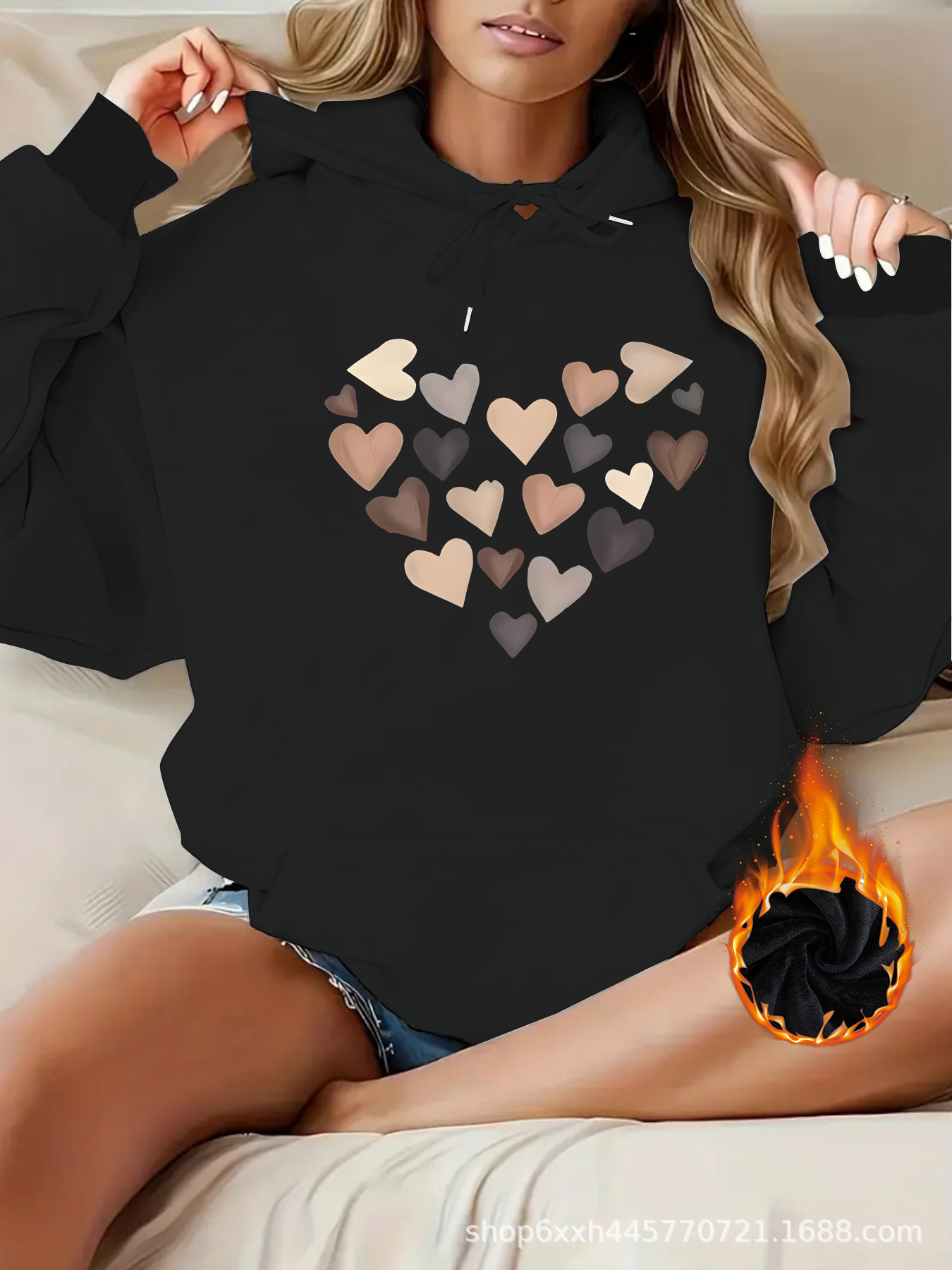 Kangaroo pocket hooded long sleeved sweatshirt — image 9