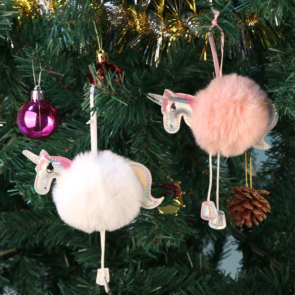 Adornos Navideños Unicornios de Peluche Falso para Decoración de Árbol de Navidad Regalos DIY — imagen 2