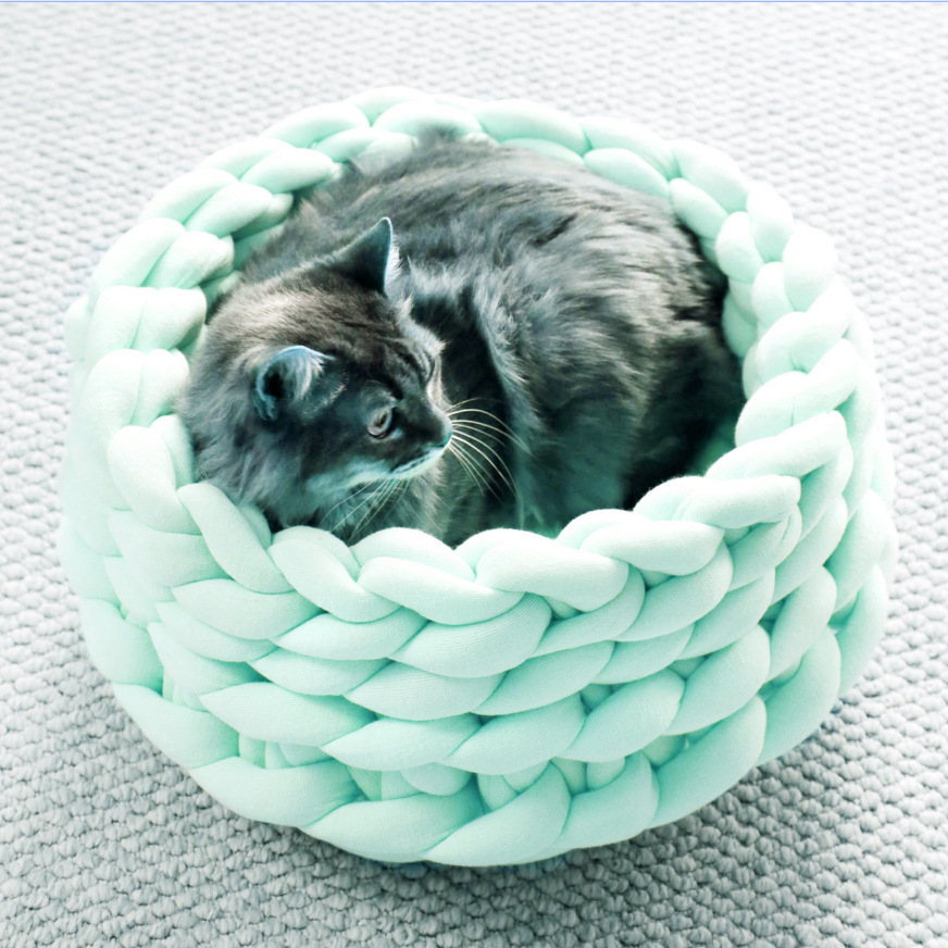 Filled Cotton Coarse Wool Hand-Woven Pet Cat Litter Can Be Machine Washed Coarse Cloth Dog Litter — image 2