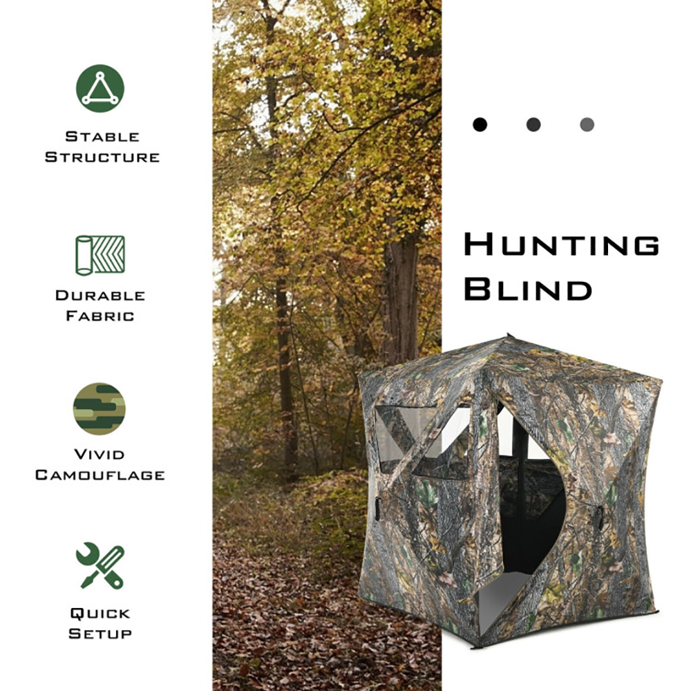 3 Person Portable Pop-Up Ground Hunting Blind With Tie-downs — image 2
