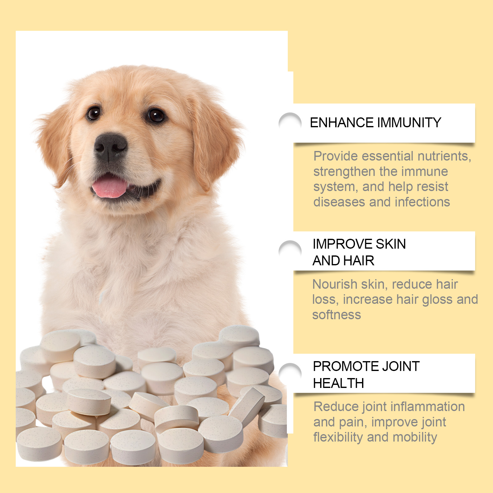 Tabletas de Aceite de Pescado para Perros, Suplemento Omega-3 para Pieles y Cachos, Alivio de Picazón e Alergias Estacionales, 60 Tablets — imagen 9