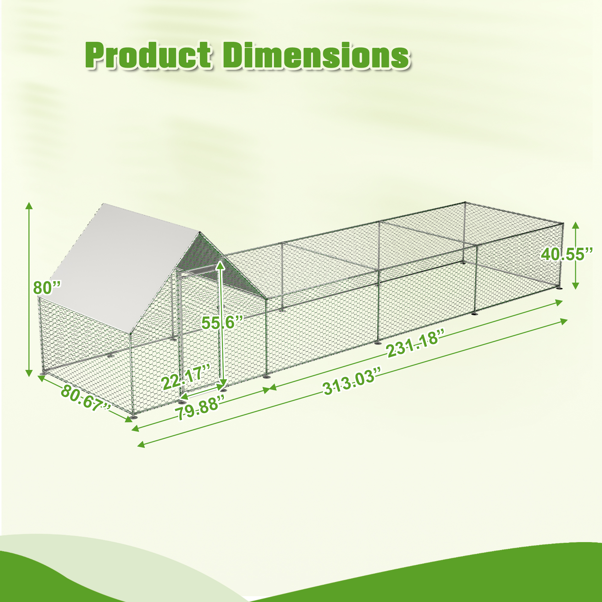 26'Lx6.7'Wx6.6' Ft Large Metal Chicken Coop, Walk-in Chicken Run, Galvanized Wire Poultry Chicken Hen Pen Cage, Rabbits Duck Cages With Waterproof And Anti-Ultraviolet Cover For Outside — imagen 4