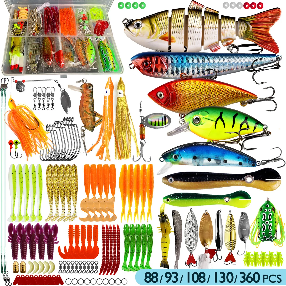 Fishing Lures Kit Included, Crankbaits, Spoon, Hooks, Weights & Other Accessories, Fishing Bait Lure Gear Kit Gift for Men Bass — image 1
