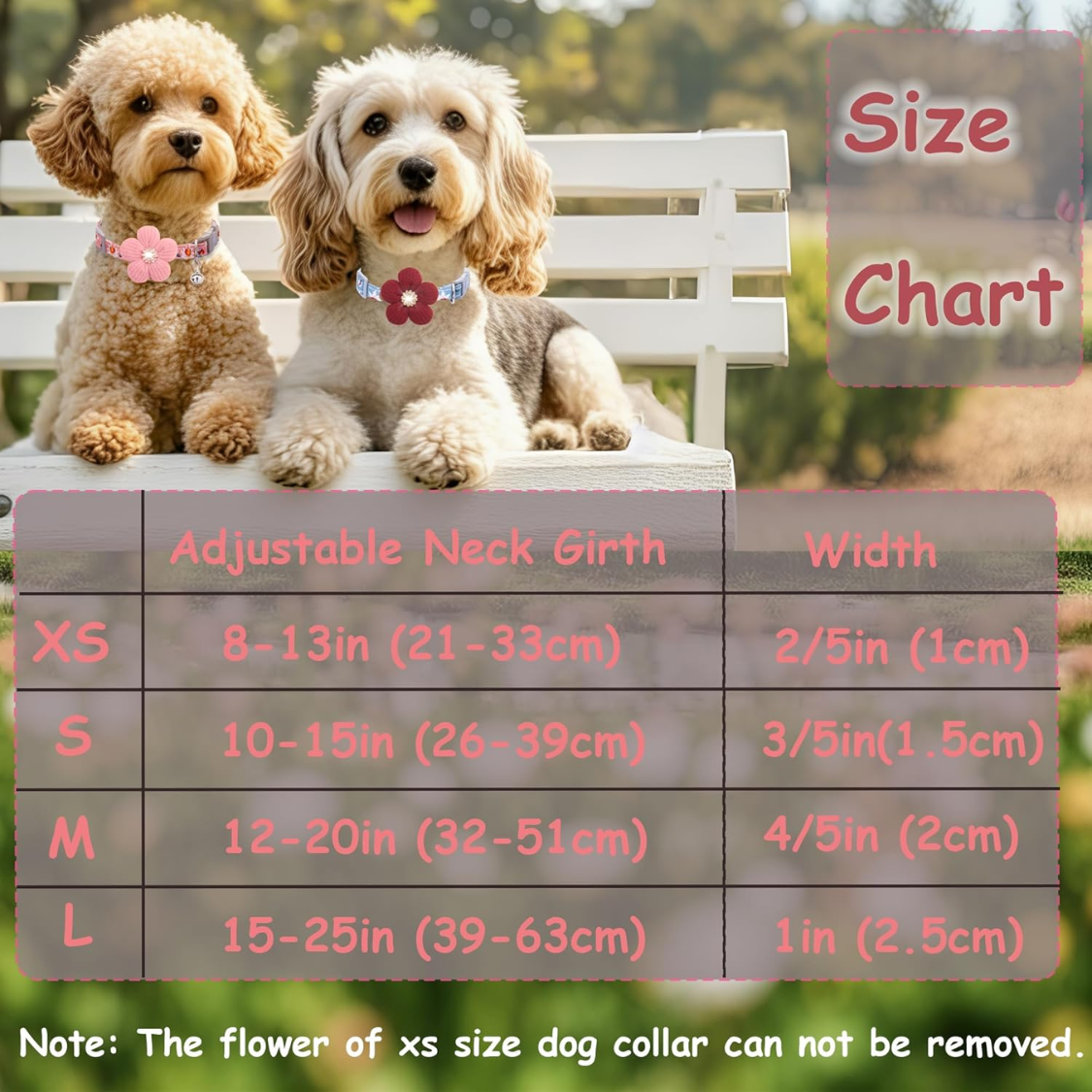 Collar de Perro Pequeño con Flor, Collar de Verano para Cachorros Hembras - Collares para Perros Pequeños con Campana y Ajuste — imagen 4