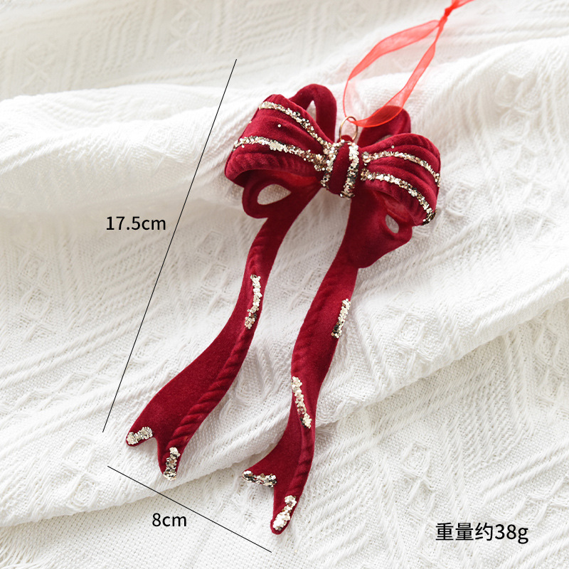 Christmas decoration red flocking elk bell pendant Christmas tree decoration ornaments — image 7