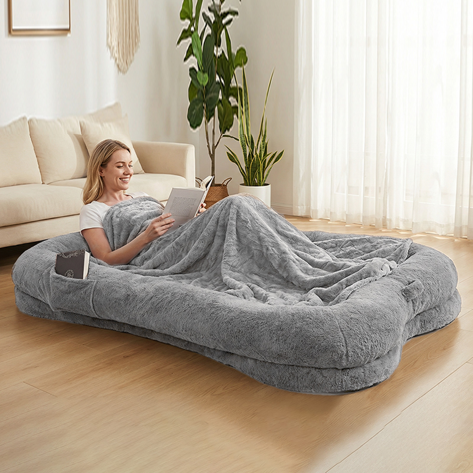 Almohada para Perros Grande Larga Duración con Bolsillo y Manta, Suave y Adecuada para Cámaras de Descanso — imagen 4