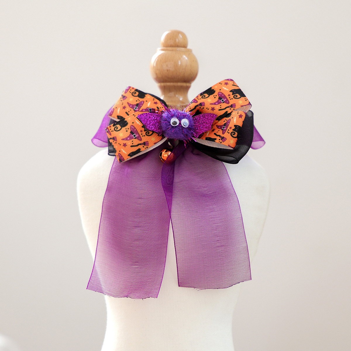 Pet Dog Cat Halloween Fluffy Ball Bat Ribbon Bow Neck Scarf Pet Accessories — image 4