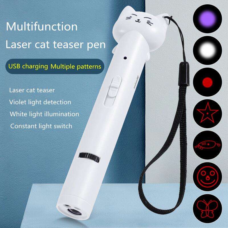 Pulso de Carga USB Teaser para Gatos con Luz Láser Infrarroja Proyección de Patrones de Juego Juguetes para Mascotas Sumideros para Gatos — imagen 1