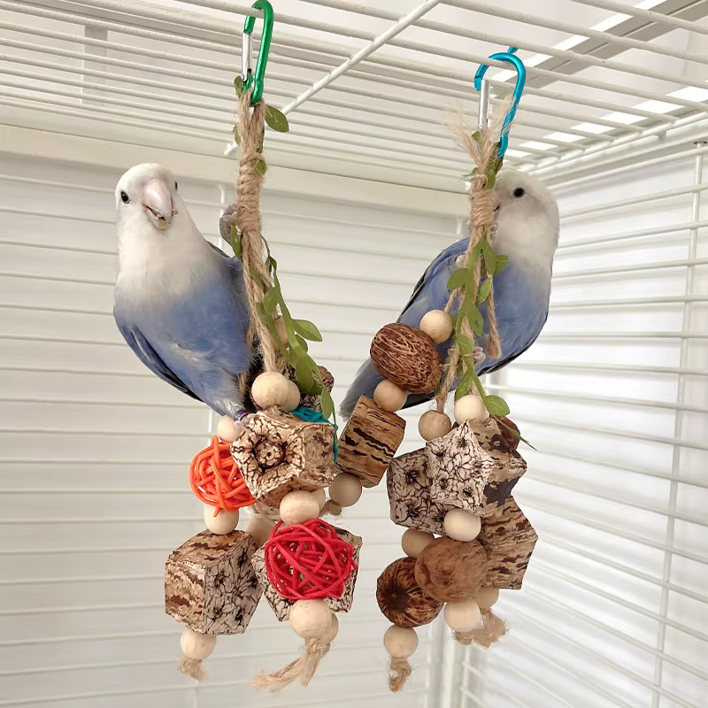 Bird Toys Colorful Hanging Chew Parrot Toys Parakeet Puzzle Training Relief Bite String Cage Decorative Bird Accessories — image 3