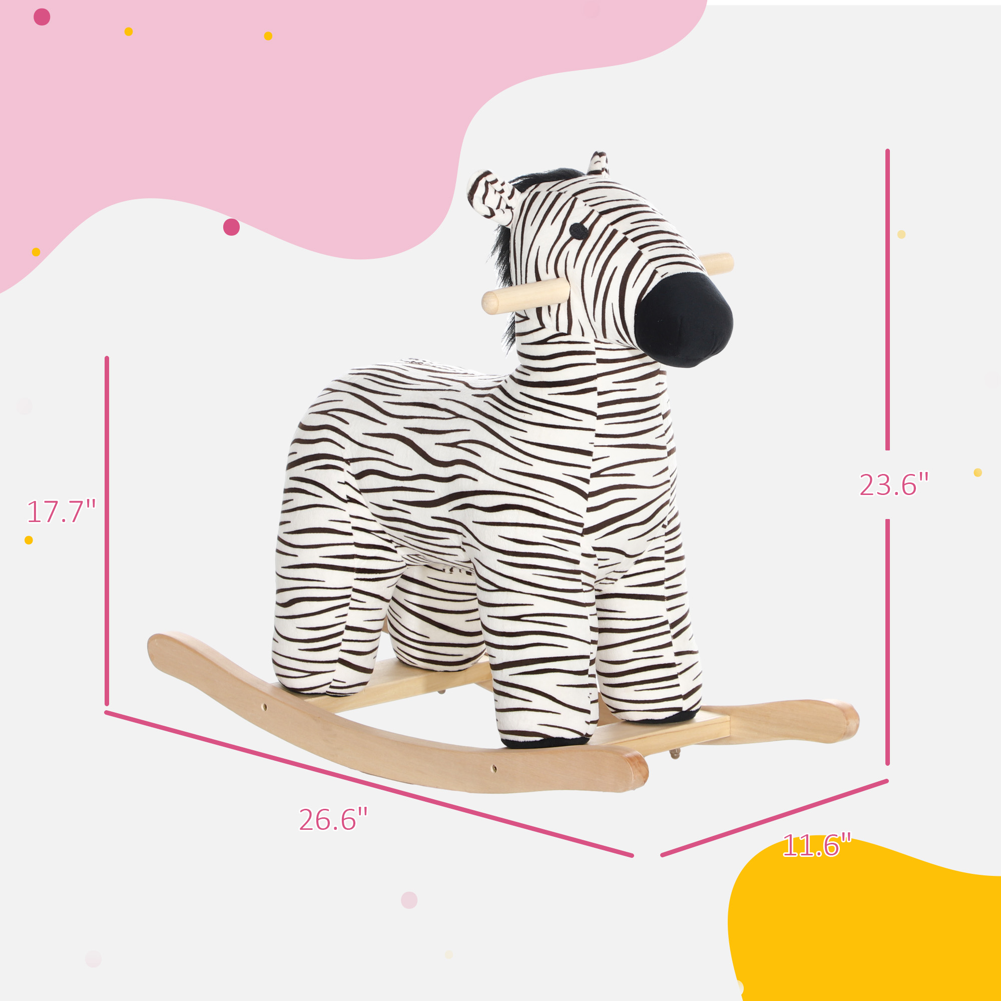 Caballo de Madera con Sonido Realista de Zebra para Niños de 2 a 4 Años, Negro — imagen 3