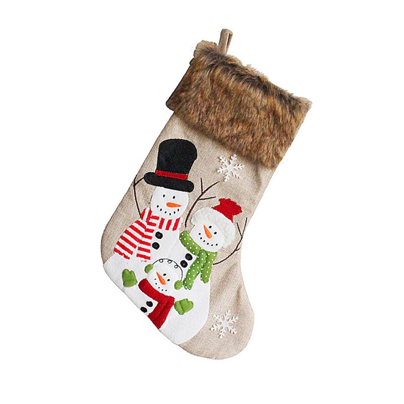 Plush Christmas Socks for Santa Claus Snowman Elk Candy Bag Christmas Tree Gift Pendant Gift Socks — image 3