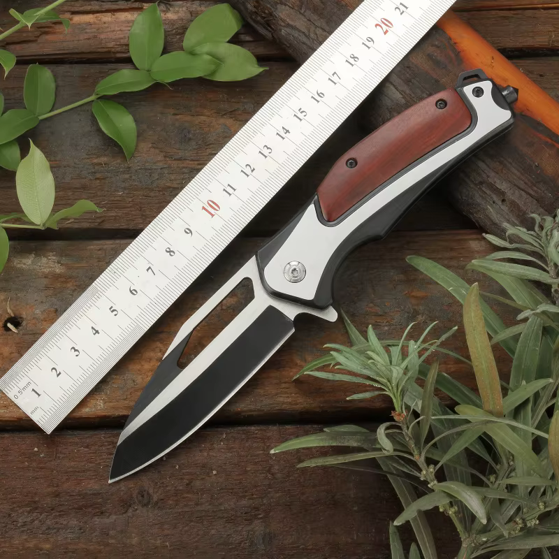 BKDA130 Pocket 58HRC Folding Knife 5Cr15Mov Blade Wooden Handle Outdoor Hunting Knives Survival Camping EDC Tool — image 5