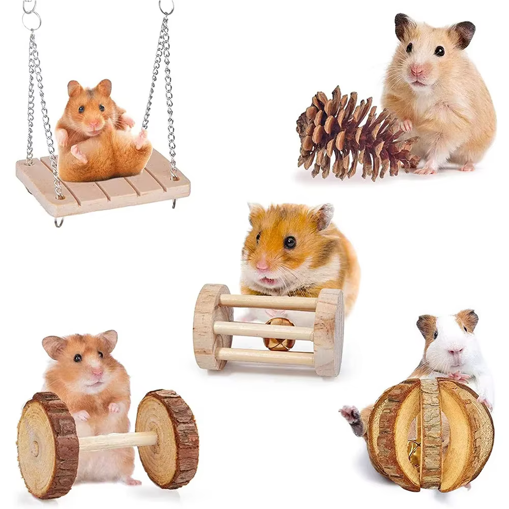 Pet Rabbit Guinea Pig Parrot Play Molar Wooden Supplies Combination Hamsters Rabbit Rat Toys Hamster Toys Set — image 6