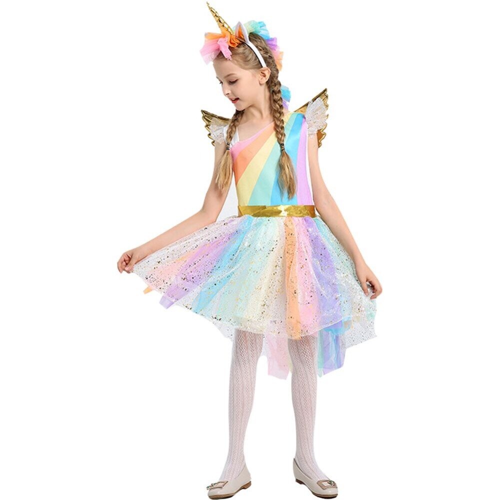 Disfraz de Unicornia Arcoíris para Niñas con Tutú, Alas y Diadema de Cabeza para Fiesta de Halloween, Cumpleaños o Navidad — imagen 1