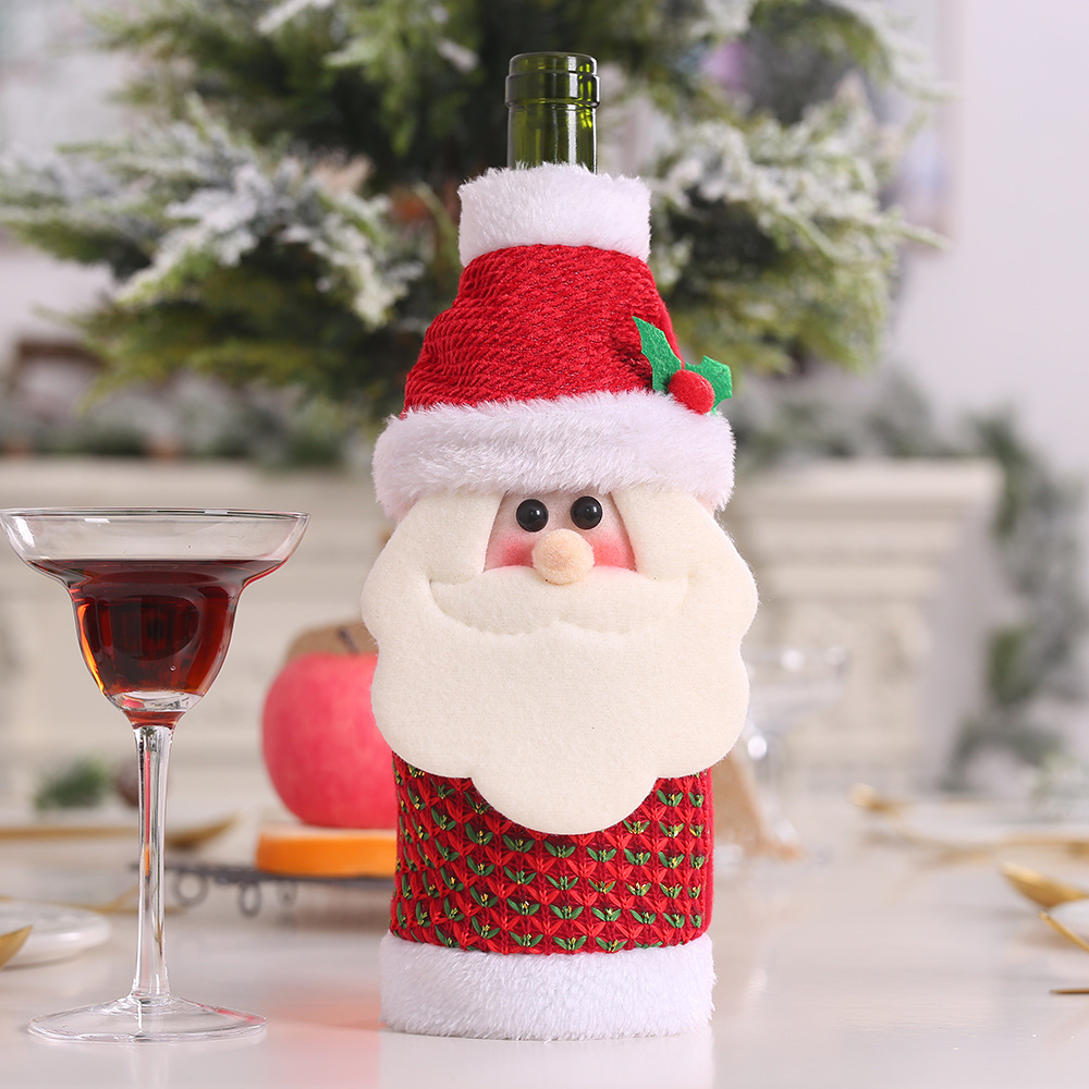 Christmas decoration supplies creative cartoon elderly snowman elk wine bottle set red wine set red wine bag — image 6