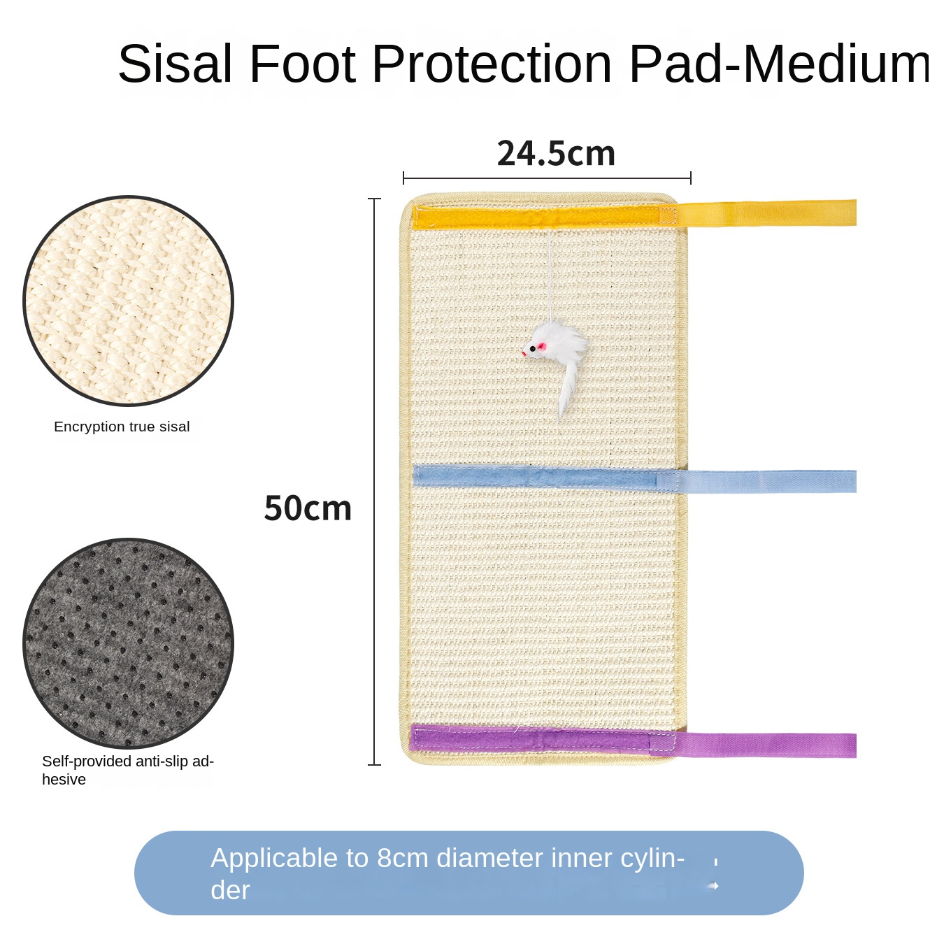Artistic Jute Cat Scratcher Wall-Mounted Vertical Cat Scratch Pad Non-Shedding Cat Toy — image 8