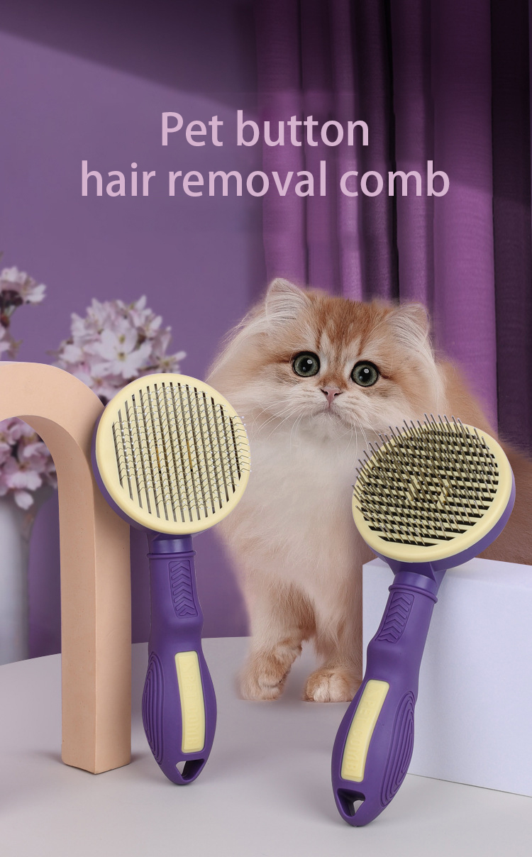 Pet Comb Automatic Hair Removal Comb Cat Comb Hair Removal Beauty Self Cleaning Pet Comb Supplies — image 3