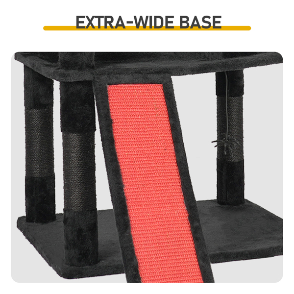 Árbol Gótico para Gatos con Caja de Tumba, Torre para Gatos Grande con Condo Espacioso, Postes de Rasguñado, Juguetes Colgantes de Araña, Tablero de Rasguñado, Mobiliario de Actividades para Gatos de Gran Tamaño en Rojo y Negro — imagen 16