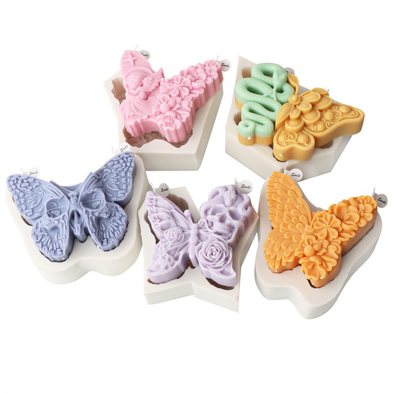 Silicone Angel Butterfly Embossed Pattern Candle Mold Halloween Skull Butterfly Baking Cake Mold Decoration Mold — image 3