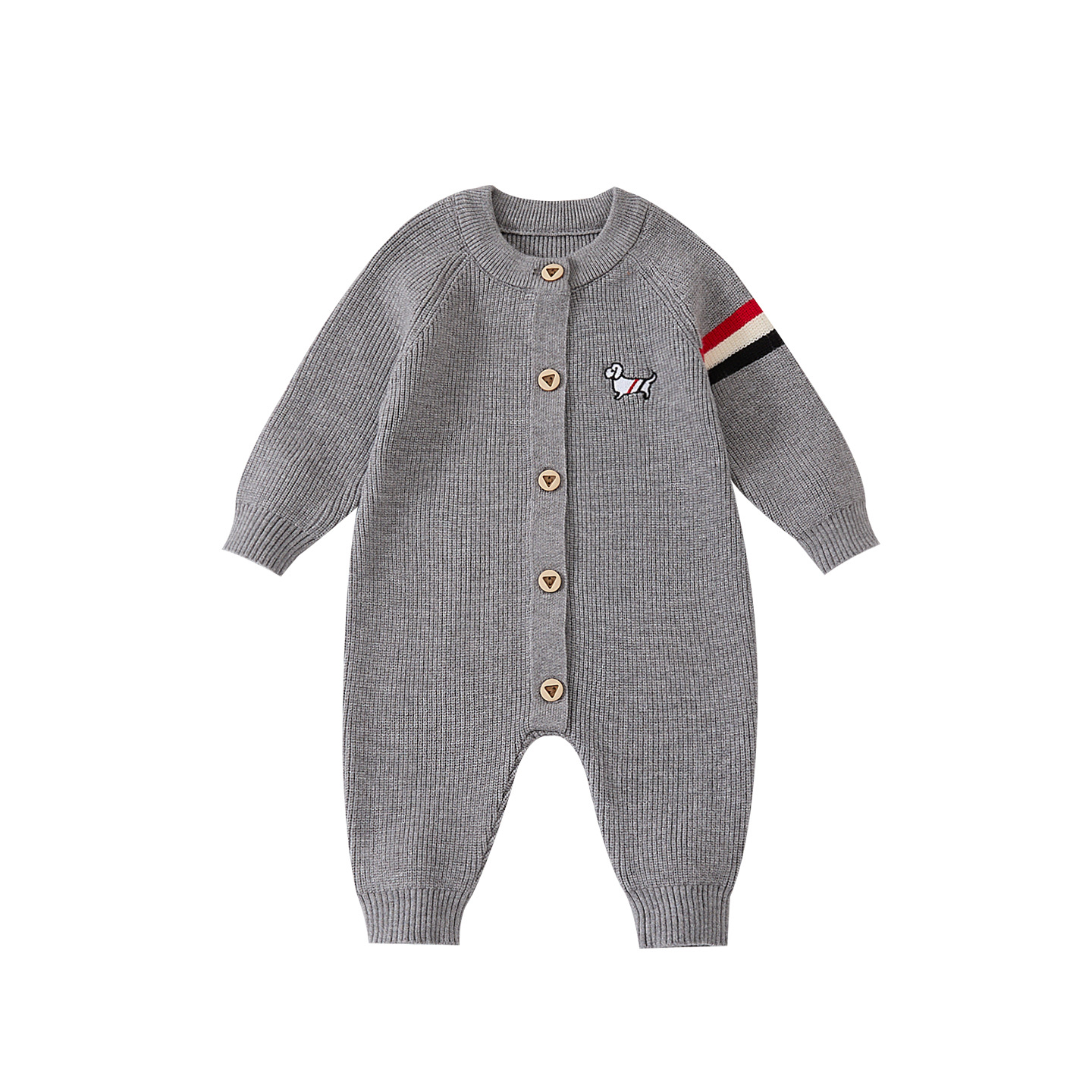 Romper de punto para bebés con bordado de perro, chaqueta de cuerpo para bebé — imagen 2