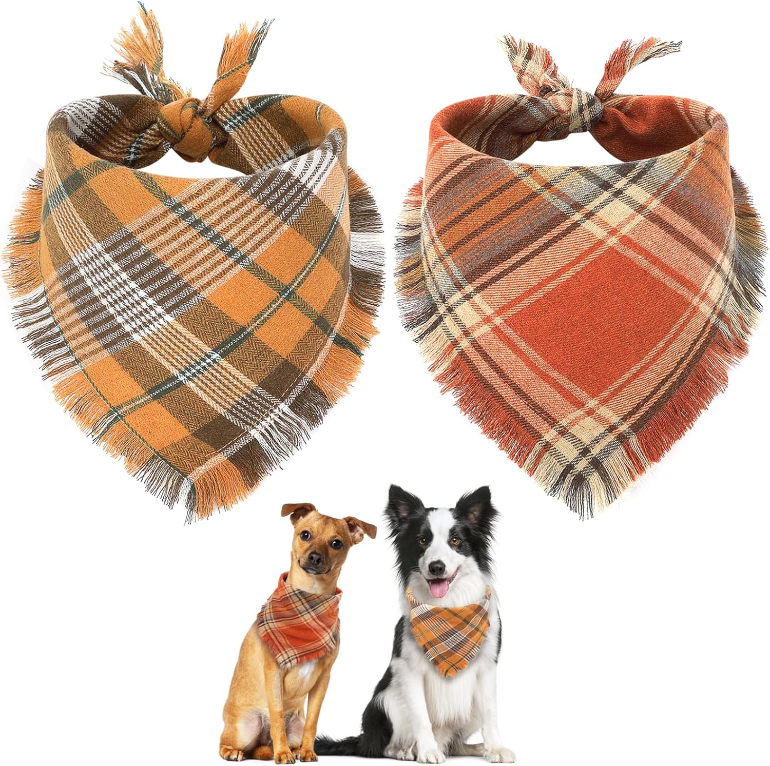 Vivifying Fall Dog Bandana With Tassels Edges Classic Plaid Triangle Dog Apparel Accessories Unny Dog Scarf Costume For Thanksgiving Photo Prop And Party Decor — image 12